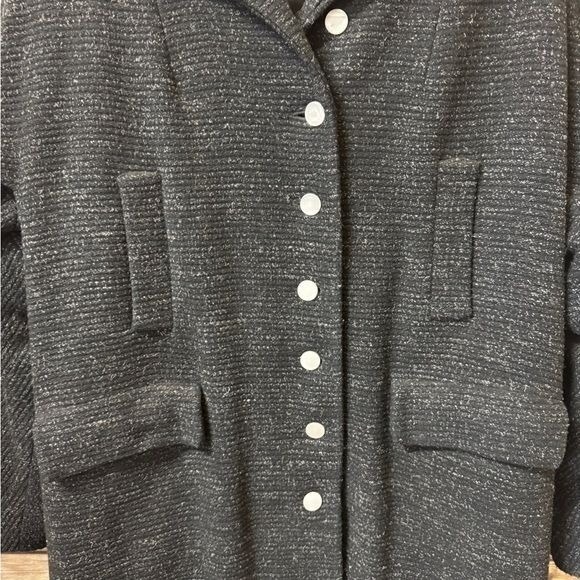 Vintage 1960's Trench Coat L Large Black Gray White Buttons L Large - Picture 4 of 6